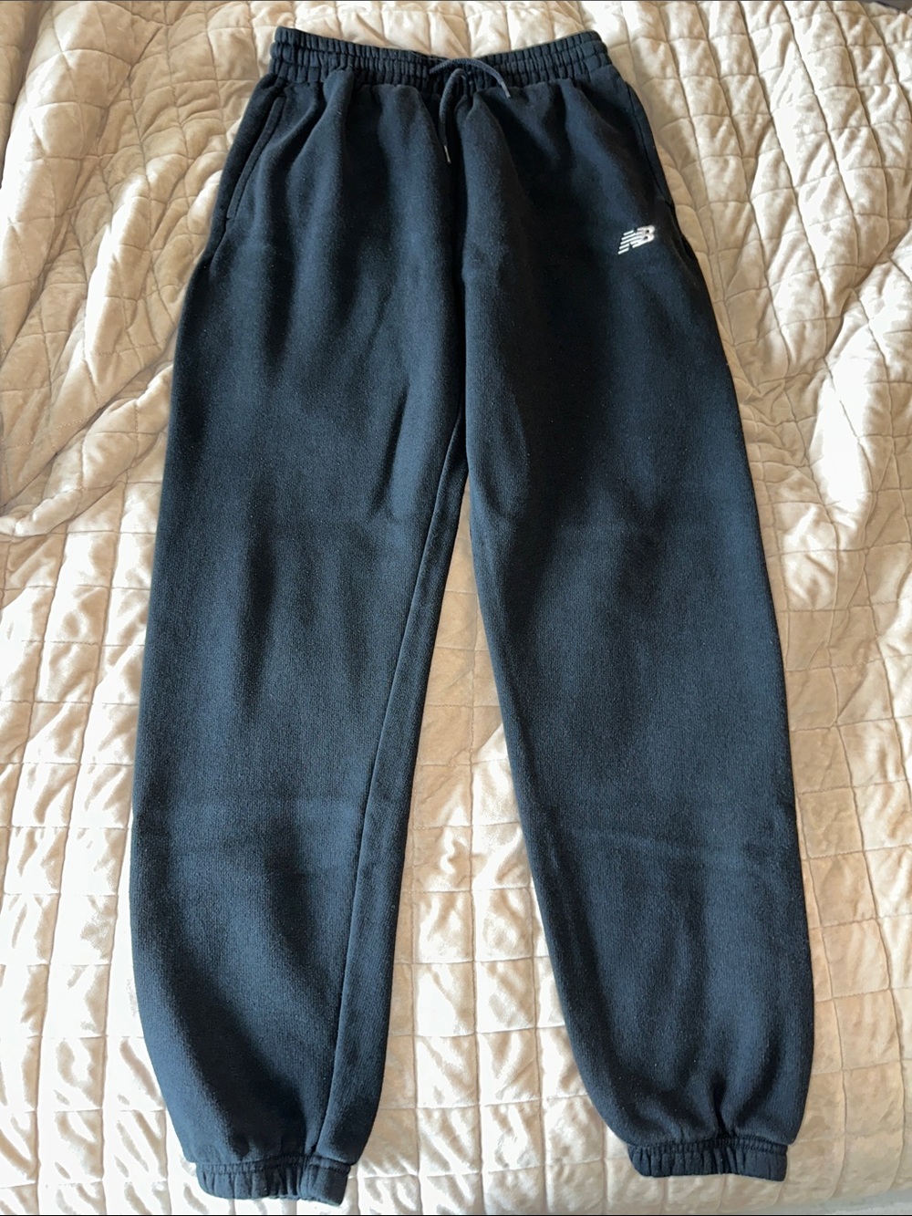 New Balance Black Men's Fleece Joggers with White Logo